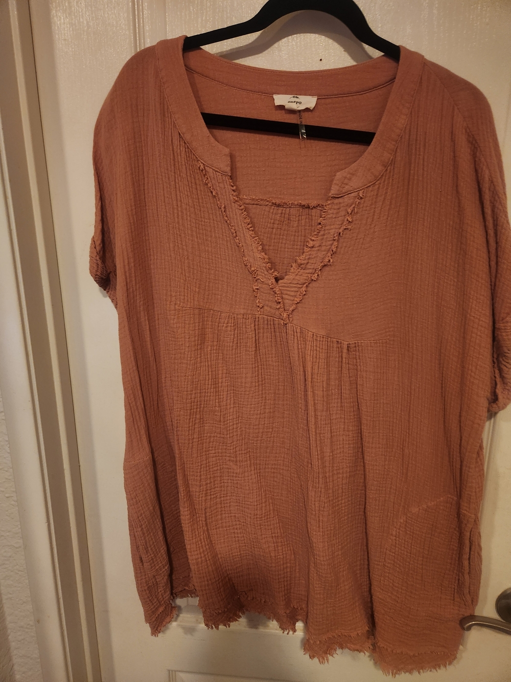entro Mauve-Tan Cotton Gauze Tunic Top